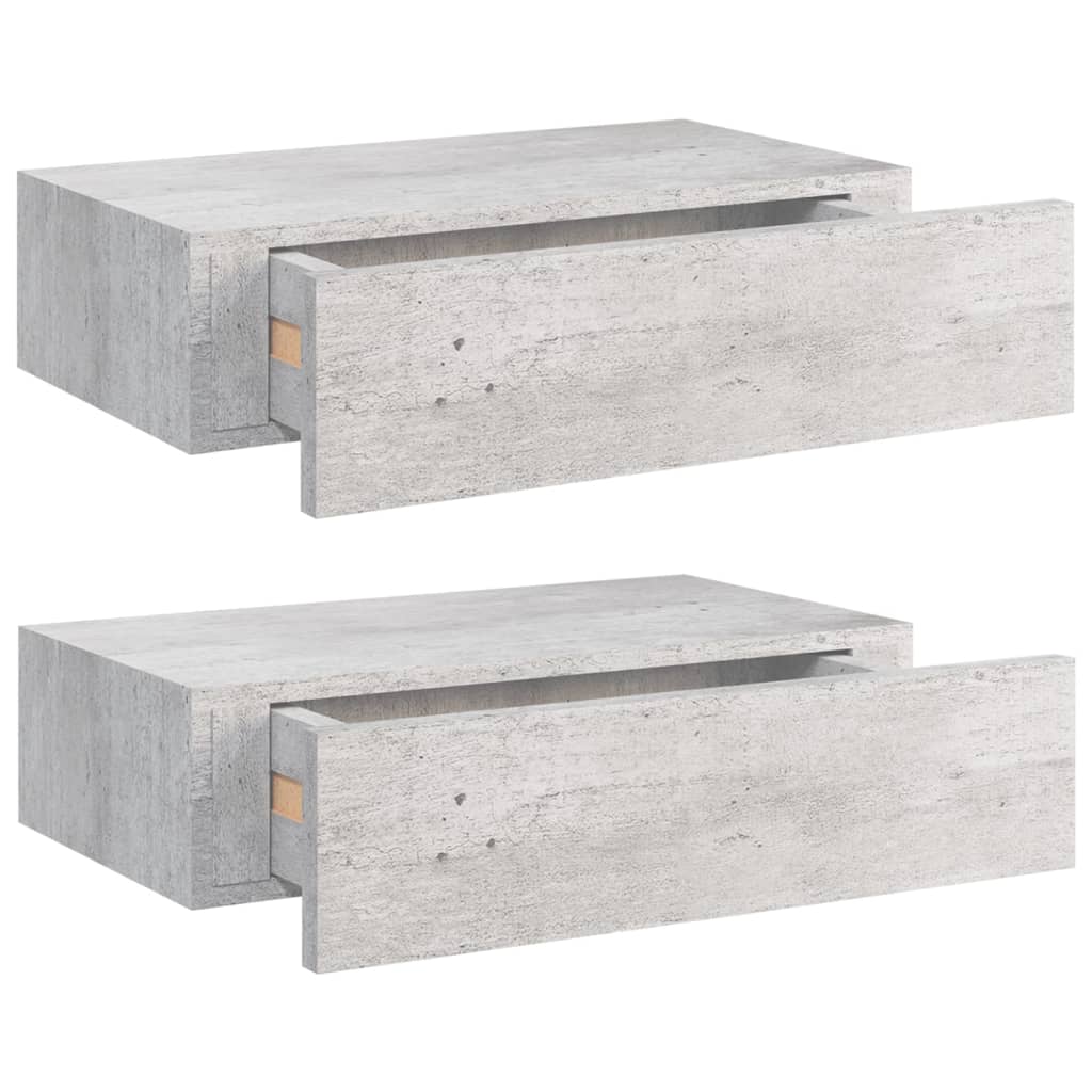 Seinälaatikkohyllyt 2 kpl betoninharmaa 40x23,5x10 cm MDF - Sisustajankoti.fi