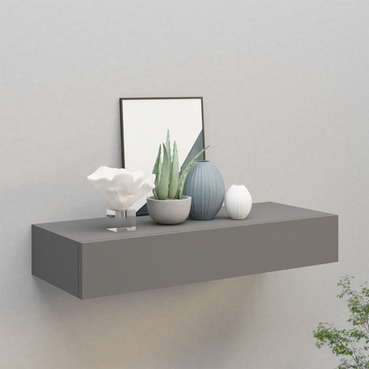 Seinälaatikkohylly harmaa 60x23,5x10 cm MDF - Sisustajankoti.fi