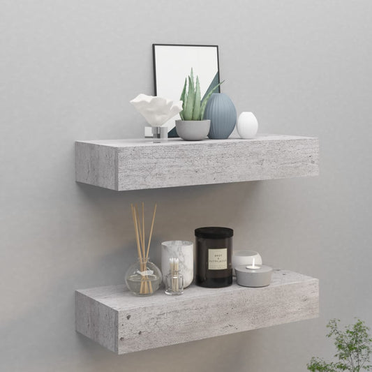 Seinälaatikkohyllyt 2 kpl betoninharmaa 60x23,5x10 cm MDF - Sisustajankoti.fi