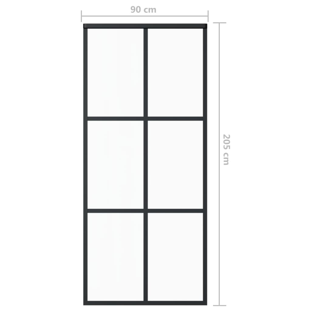 Liukuovi ESG-lasi ja alumiini 90x205 cm musta - Sisustajankoti.fi