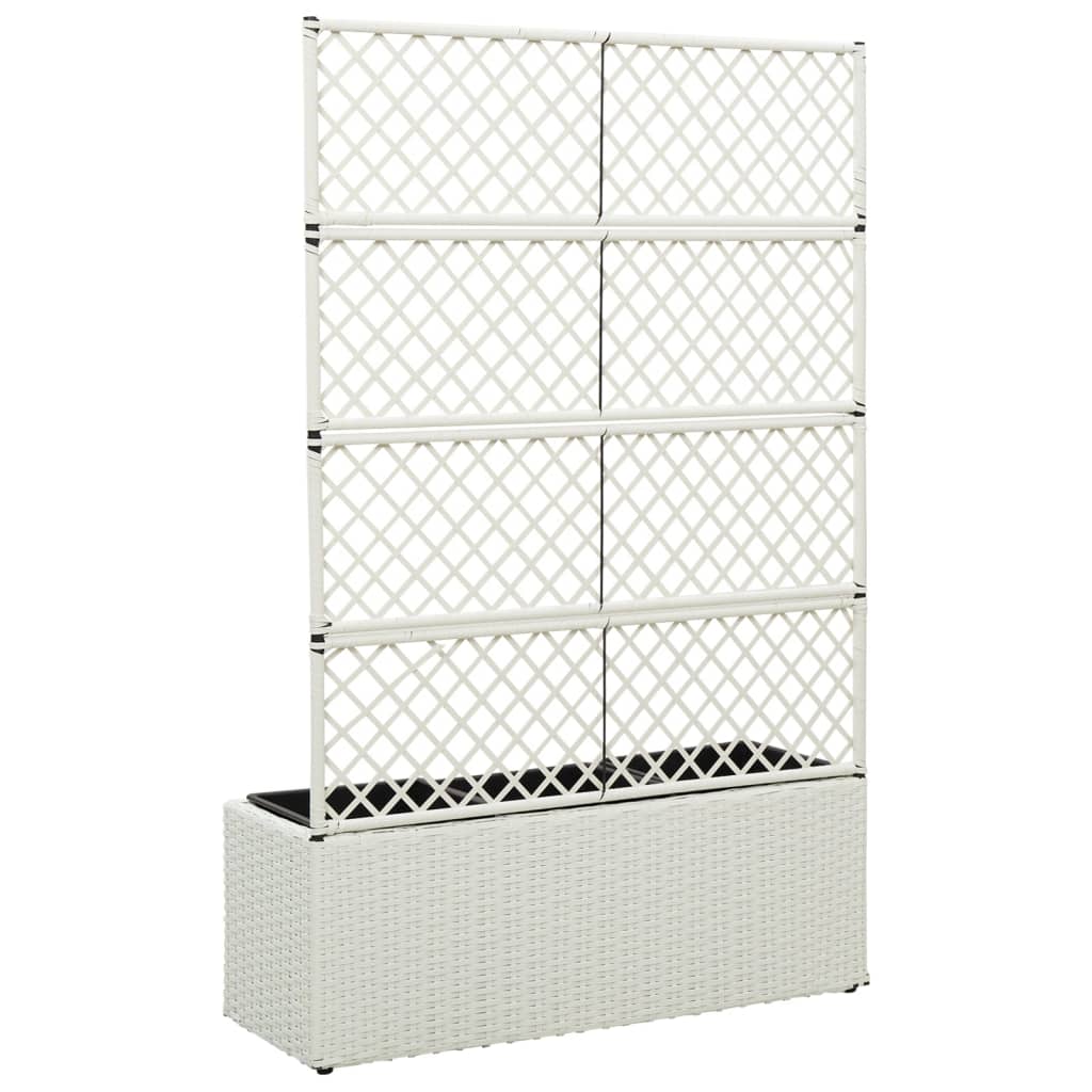 Korotettu kukkalaatikko 3ruukkua 83x30x130cm polyrottinki valk. - Sisustajankoti.fi