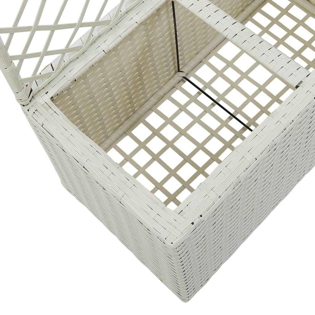 Korotettu kukkalaatikko 3ruukkua 83x30x130cm polyrottinki valk. - Sisustajankoti.fi