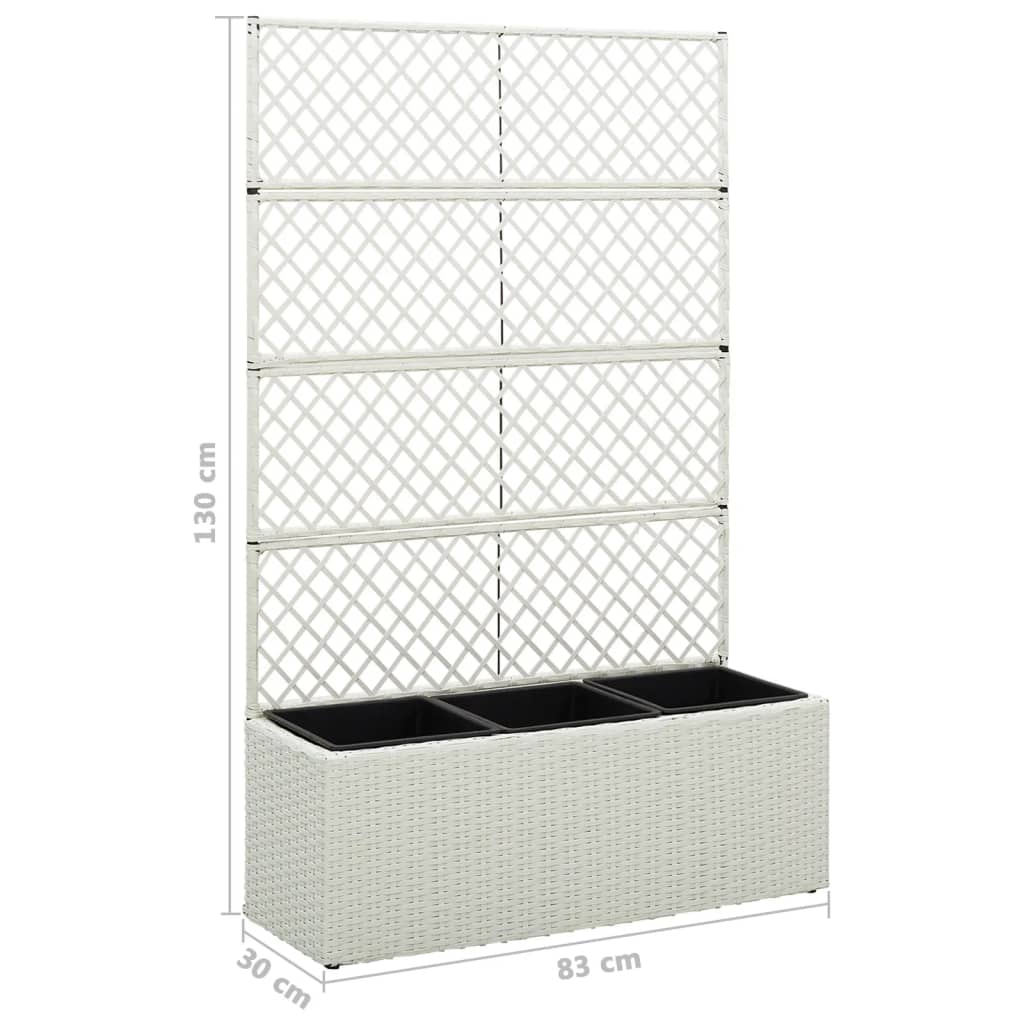 Korotettu kukkalaatikko 3ruukkua 83x30x130cm polyrottinki valk. - Sisustajankoti.fi