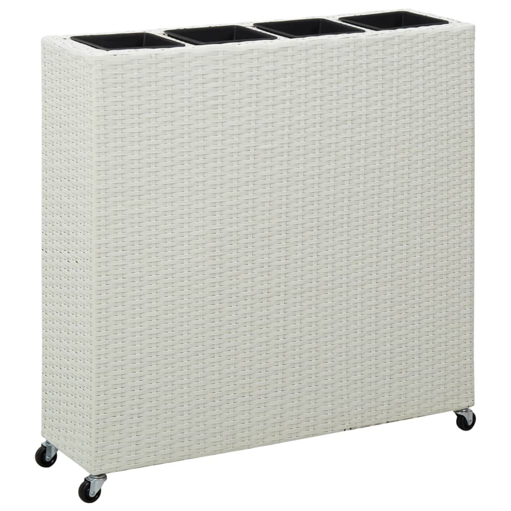 Korotettu kukkalaatikko 4xruukku 80x22x79 cm polyrottinki valk. - Sisustajankoti.fi