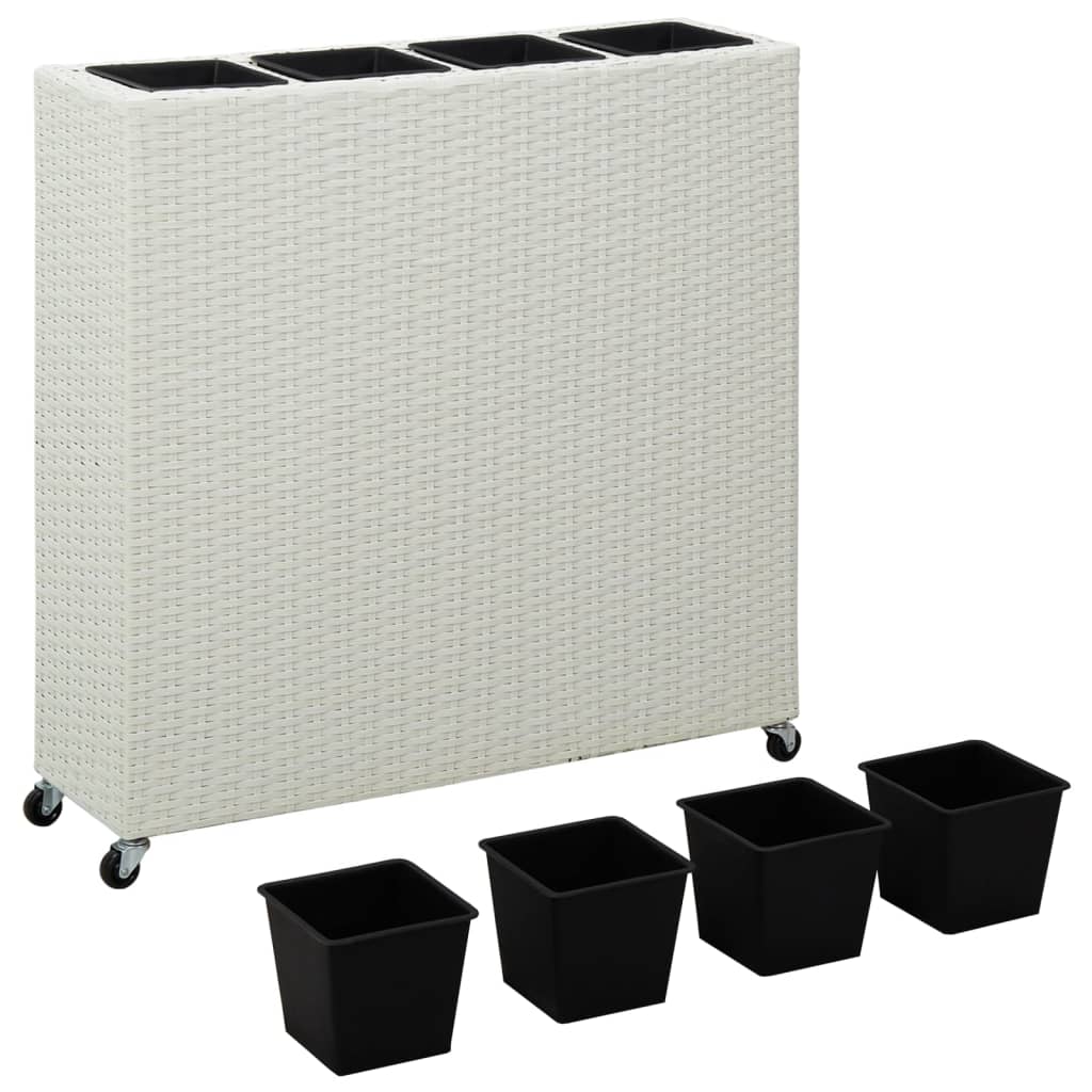 Korotettu kukkalaatikko 4xruukku 80x22x79 cm polyrottinki valk. - Sisustajankoti.fi