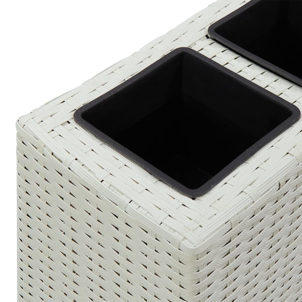 Korotettu kukkalaatikko 4xruukku 80x22x79 cm polyrottinki valk. - Sisustajankoti.fi