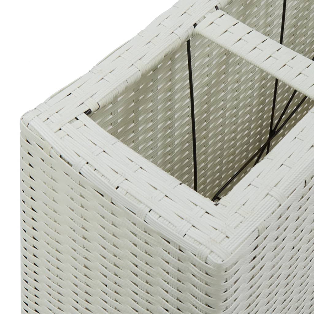 Korotettu kukkalaatikko 4xruukku 80x22x79 cm polyrottinki valk. - Sisustajankoti.fi
