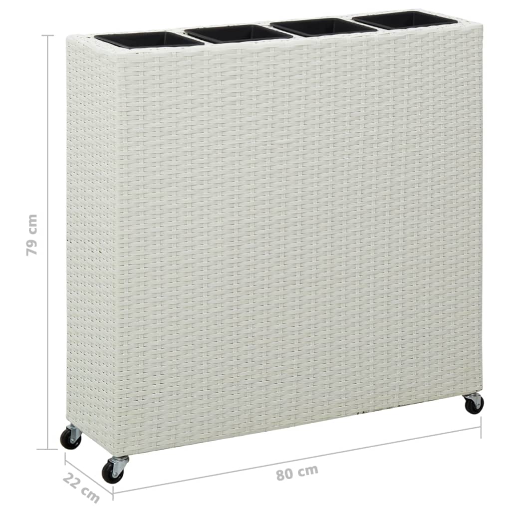 Korotettu kukkalaatikko 4xruukku 80x22x79 cm polyrottinki valk. - Sisustajankoti.fi