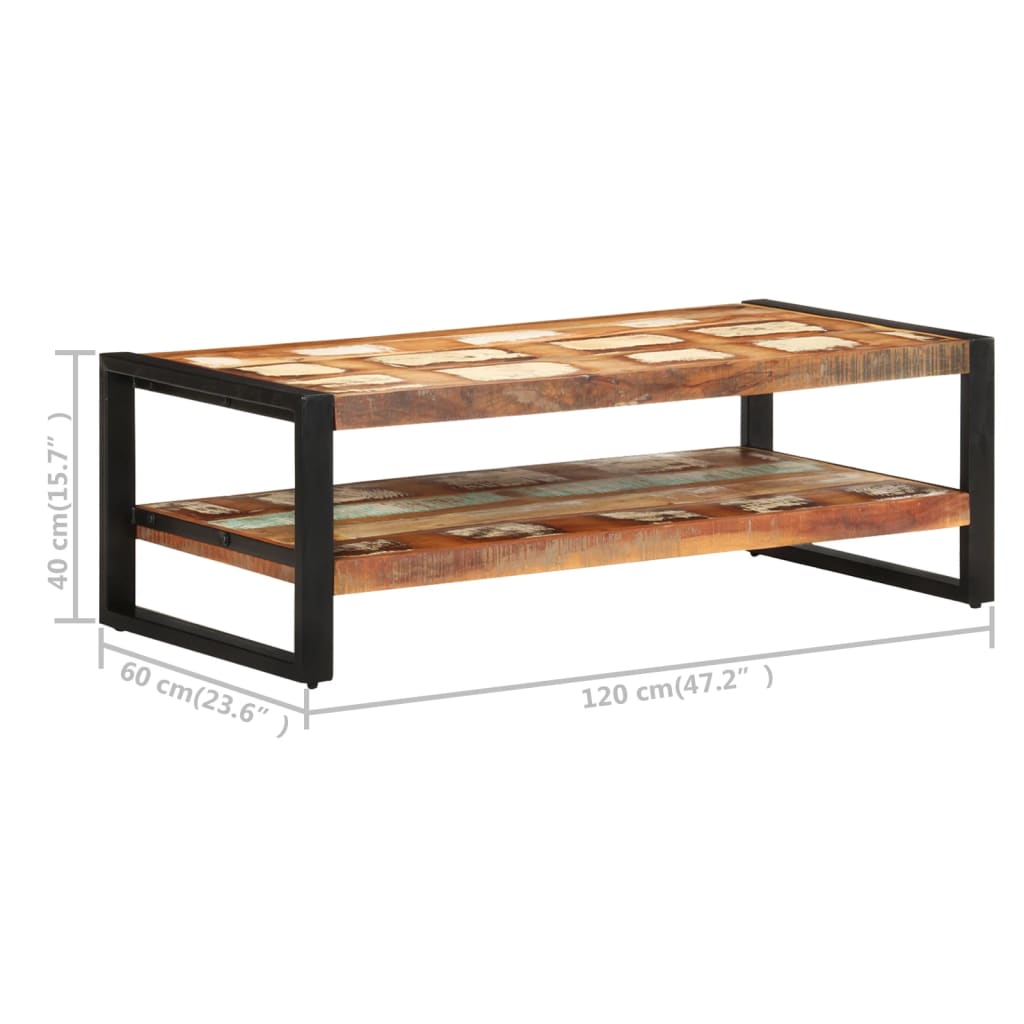 Sohvapöytä 120x60x40 cm kierrätetty täyspuu - Sisustajankoti.fi