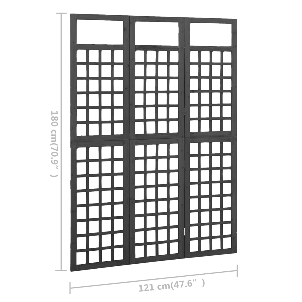 Tilanjakaja/säleikkö 3 paneelia täysi kuusi musta 121x180 cm - Sisustajankoti.fi