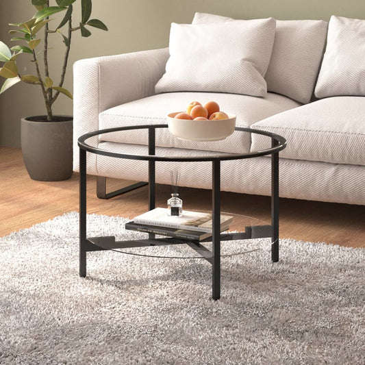 Teepöytä musta ja läpinäkyvä 70 cm karkaistu lasi - Sisustajankoti.fi