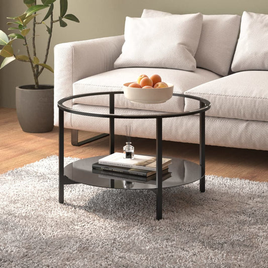 Teepöytä musta ja läpinäkyvä 70 cm karkaistu lasi - Sisustajankoti.fi