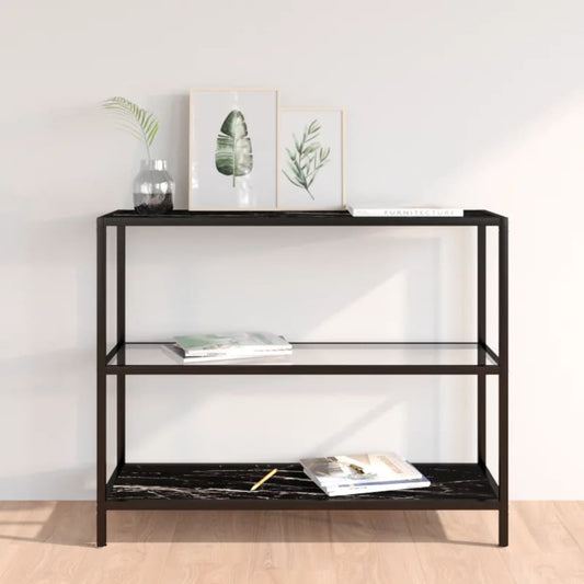 Konsolipöytä läpinäkyvä ja musta marmori 100x36x90 cm lasi - Sisustajankoti.fi