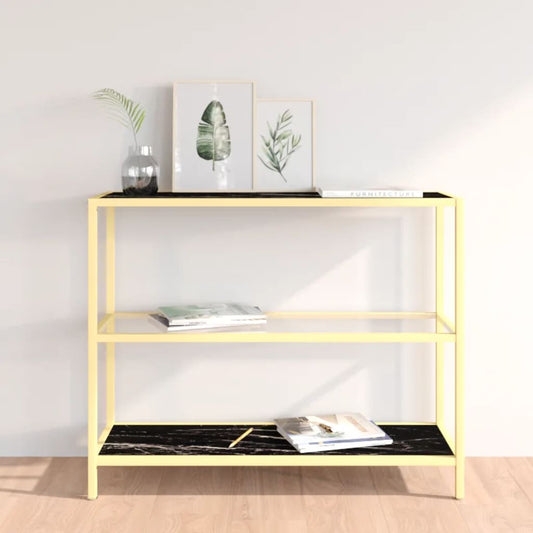 Konsolipöytä musta marmori ja läpinäkyvä 100x36x90 cm lasi - Sisustajankoti.fi
