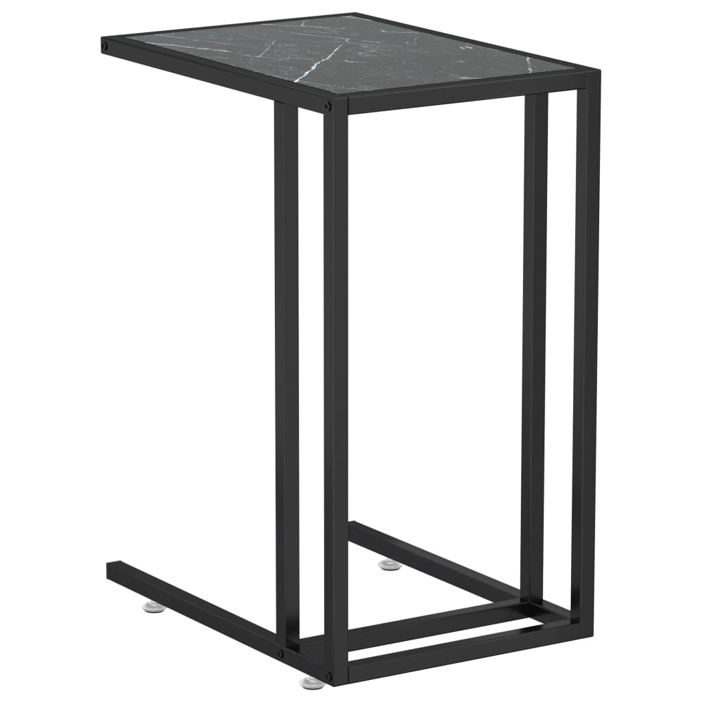Sivupöytä läppärille musta marmori 50x35x65 cm karkaistu lasi - Sisustajankoti.fi