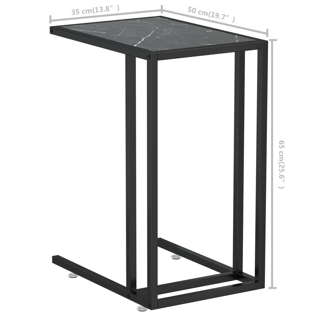 Sivupöytä läppärille musta marmori 50x35x65 cm karkaistu lasi - Sisustajankoti.fi