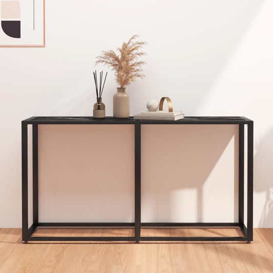 Konsolipöytä musta marmori 140x35x75,5 cm karkaistu lasi - Sisustajankoti.fi
