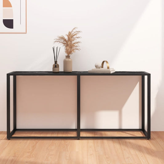 Konsolipöytä musta marmori 160x35x75,5 cm karkaistu lasi - Sisustajankoti.fi
