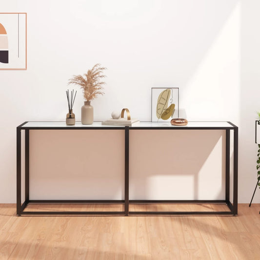 Konsolipöytä valkoinen marmori 180x35x75,5 cm karkaistu lasi - Sisustajankoti.fi