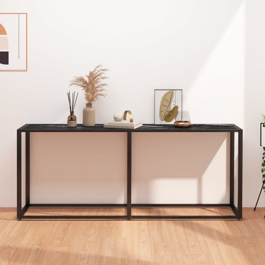 Konsolipöytä musta marmori 180x35x75,5 cm karkaistu lasi - Sisustajankoti.fi