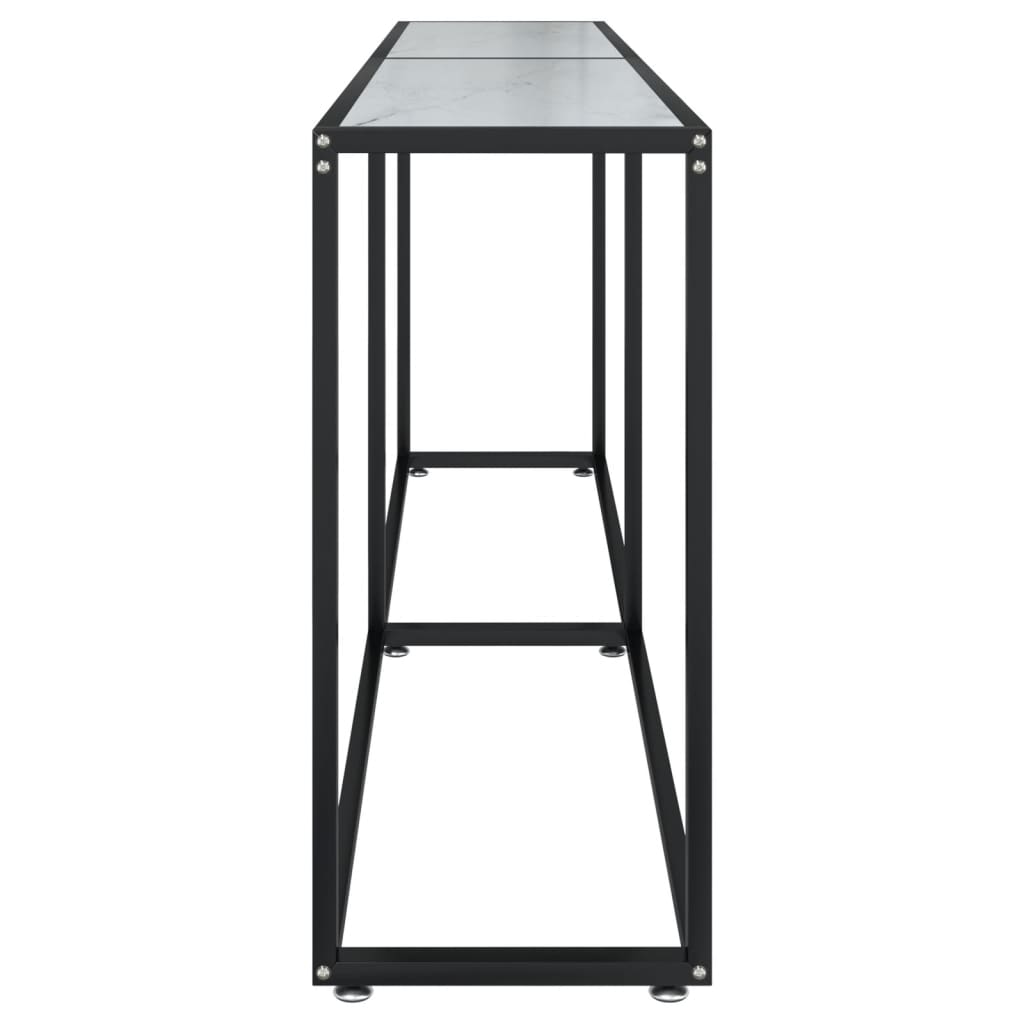 Konsolipöytä valkoinen marmori 200x35x75,5 cm karkaistu lasi - Sisustajankoti.fi