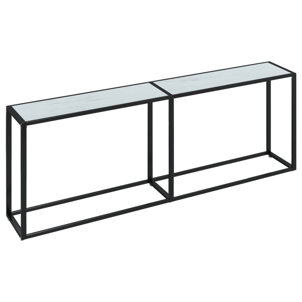 Konsolipöytä valkoinen marmori 220x35x75,5 cm karkaistu lasi - Sisustajankoti.fi