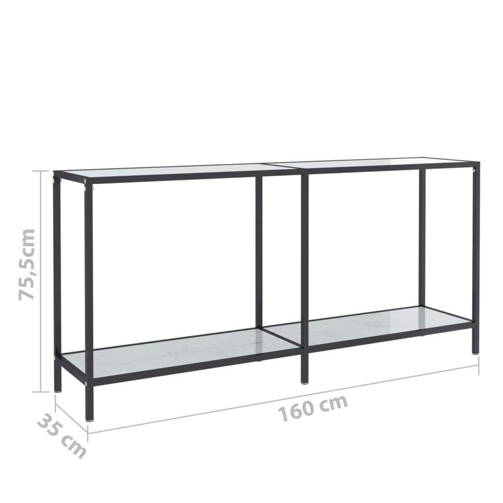 Konsolipöytä valkoinen 160x35x75,5 cm karkaistu lasi - Sisustajankoti.fi