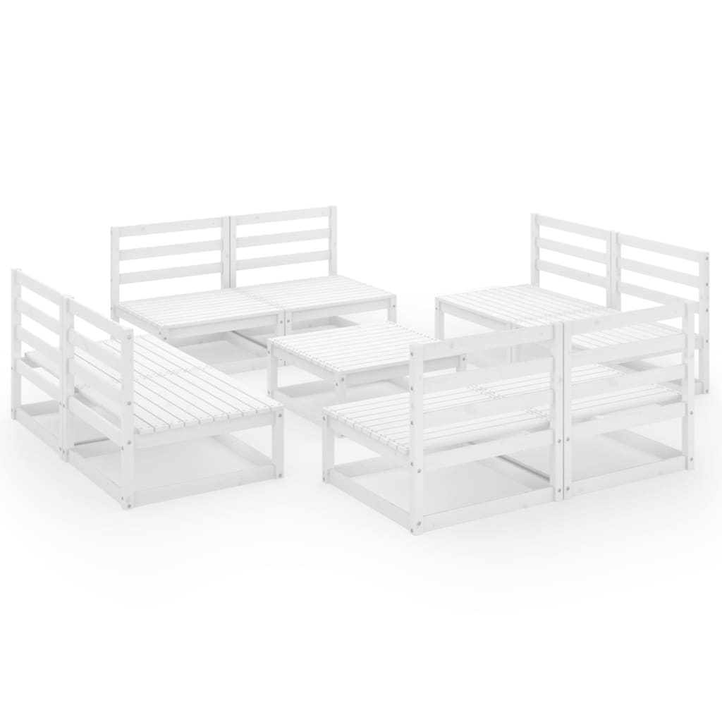 9-osainen Puutarhasohvasarja valkoinen täysi mänty - Sisustajankoti.fi