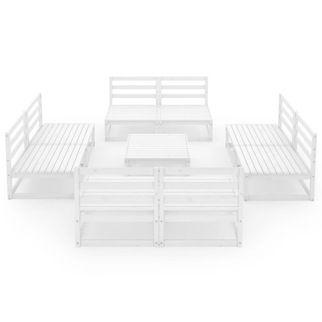 9-osainen Puutarhasohvasarja valkoinen täysi mänty - Sisustajankoti.fi