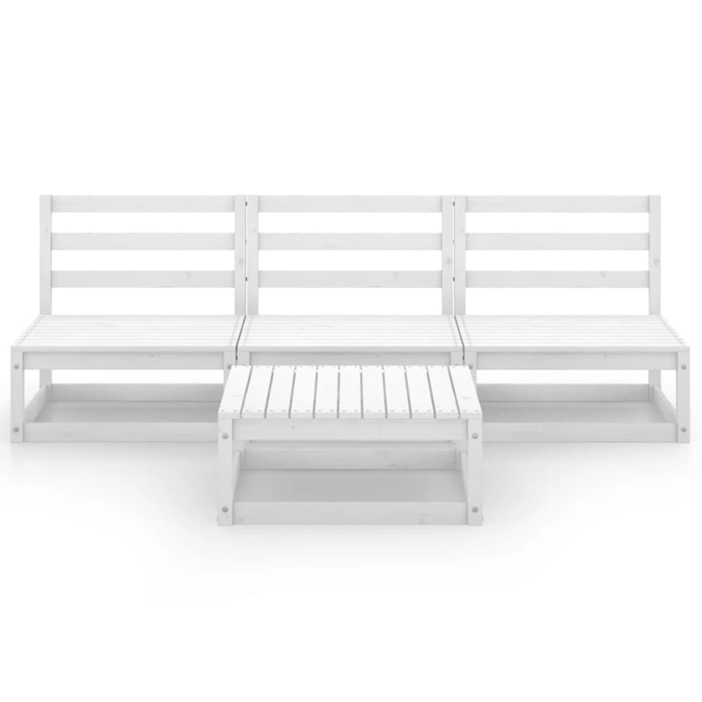 4-osainen puutarhasohvasarja valkoinen täysi mänty - Sisustajankoti.fi