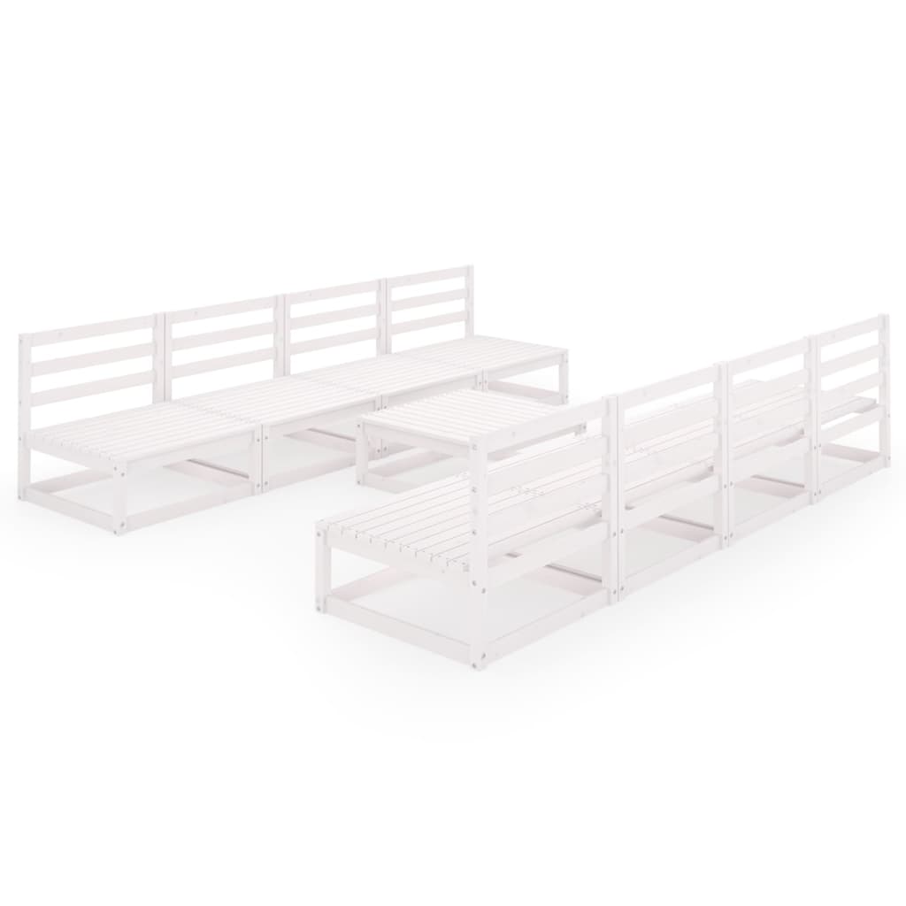 9-osainen Puutarhasohvasarja valkoinen täysi mänty - Sisustajankoti.fi