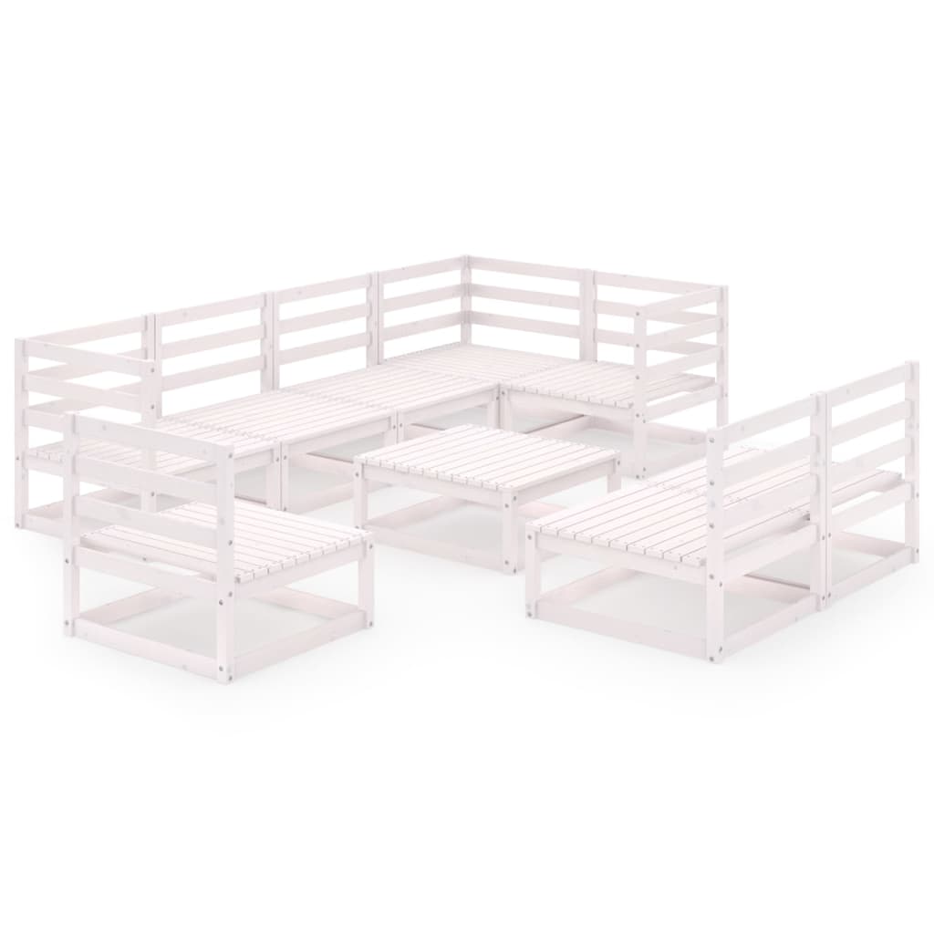 9-osainen puutarhasohvasarja valkoinen täysi mänty - Sisustajankoti.fi