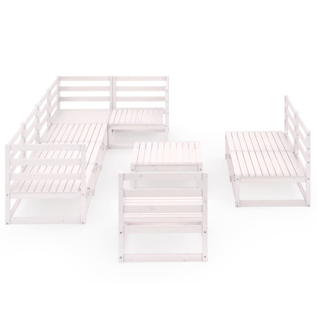 9-osainen puutarhasohvasarja valkoinen täysi mänty - Sisustajankoti.fi