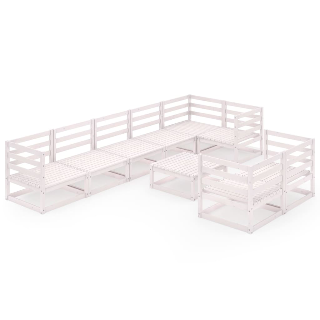 9-osainen Puutarhasohvasarja valkoinen täysi mänty - Sisustajankoti.fi