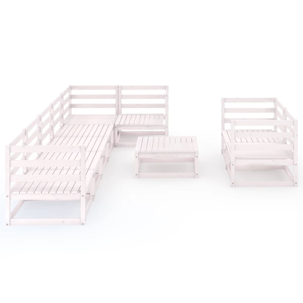 9-osainen Puutarhasohvasarja valkoinen täysi mänty - Sisustajankoti.fi