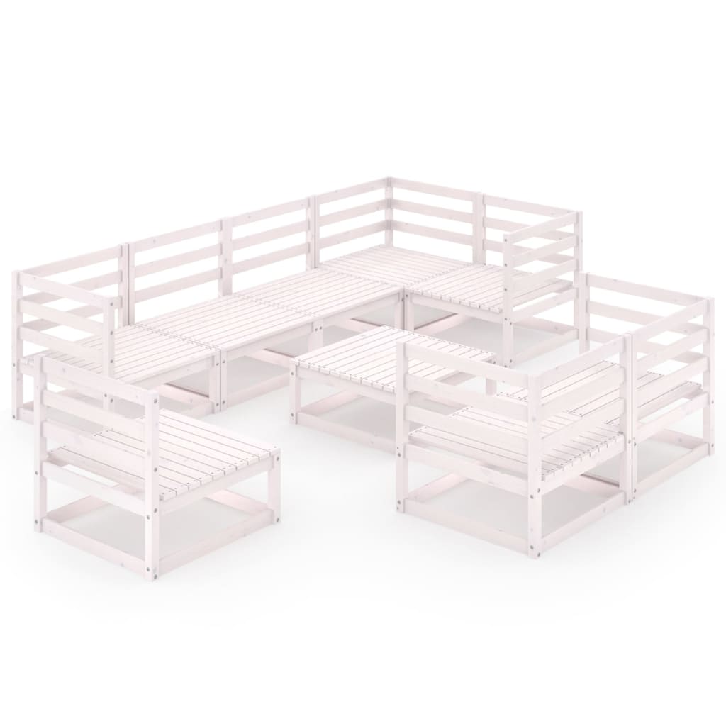 9-osainen Puutarhasohvasarja valkoinen täysi mänty - Sisustajankoti.fi