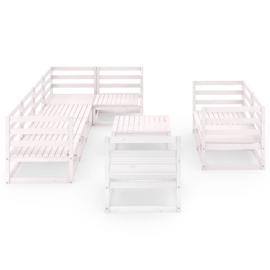 9-osainen Puutarhasohvasarja valkoinen täysi mänty - Sisustajankoti.fi