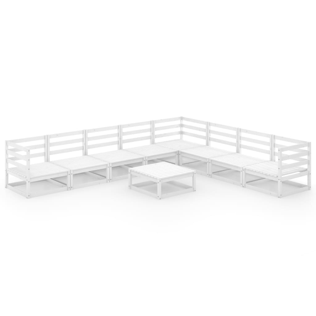 9-osainen puutarhasohvasarja valkoinen täysi mänty - Sisustajankoti.fi