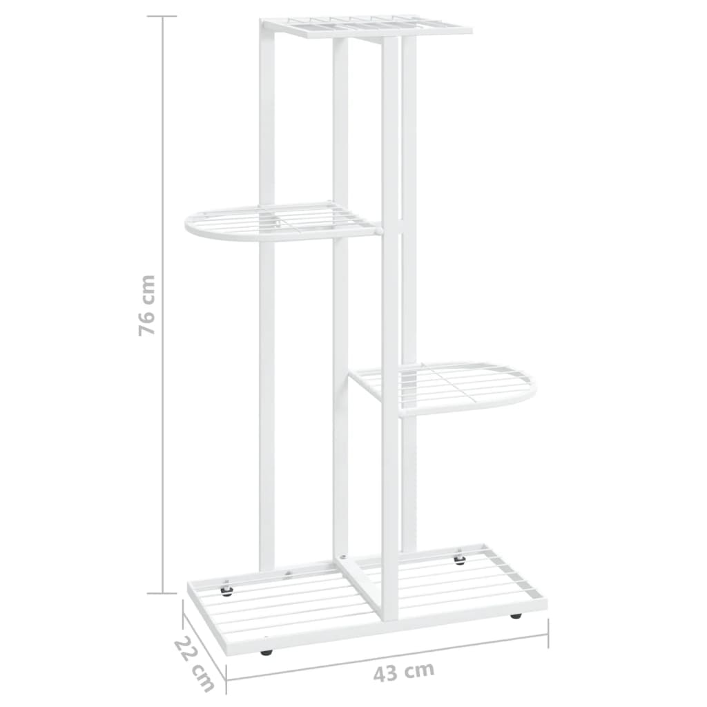 4-kerroksinen kukkateline 43x22x76 cm valkoinen metalli - Sisustajankoti.fi