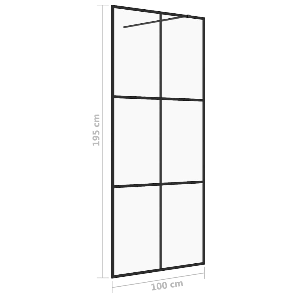 Walk-in suihkun seinäke kirkas ESG-lasi 100x195 cm musta - Sisustajankoti.fi