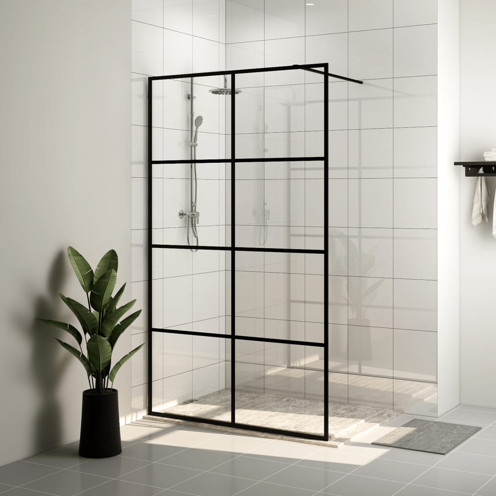 Walk-in suihkun seinäke kirkas ESG-lasi 100x195 cm musta - Sisustajankoti.fi