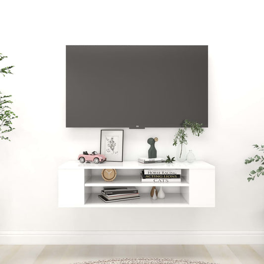 Seinäkiinnitettävä TV-taso valkoinen 100x30x26,5 cm lastulevy - Sisustajankoti.fi