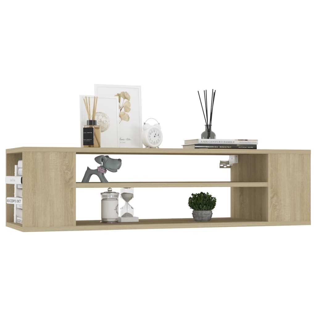 Seinäkiinnitettävä TV-taso Sonoma-tammi 100x30x26,5 cm levy - Sisustajankoti.fi