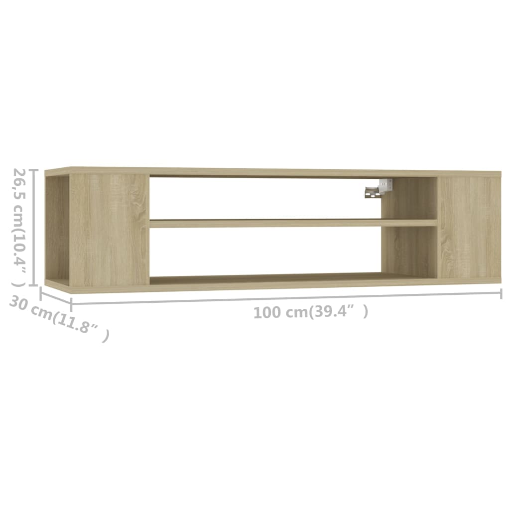 Seinäkiinnitettävä TV-taso Sonoma-tammi 100x30x26,5 cm levy - Sisustajankoti.fi