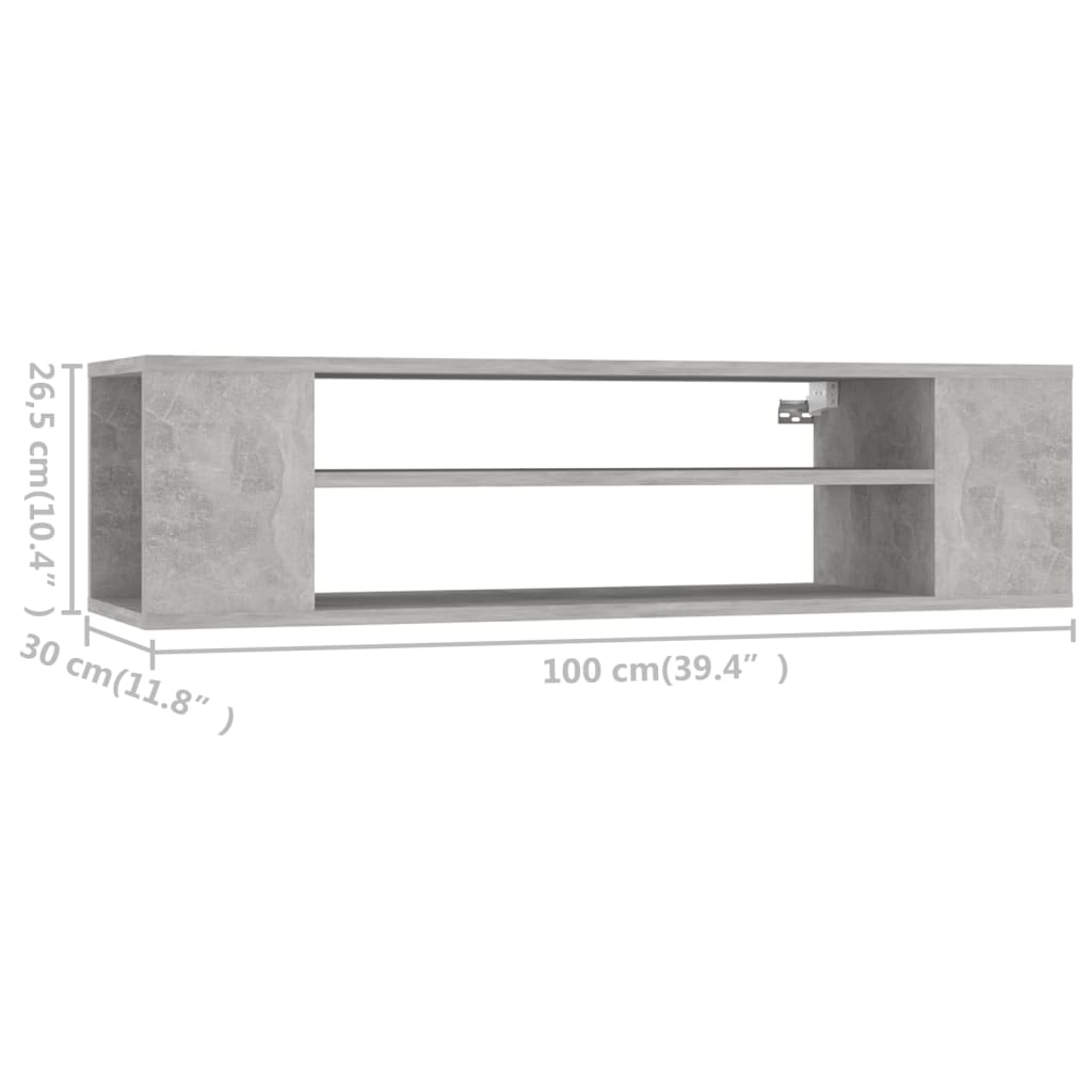 Seinäkiinnitettävä TV-taso betoninharm. 100x30x26,5cm lastulevy - Sisustajankoti.fi