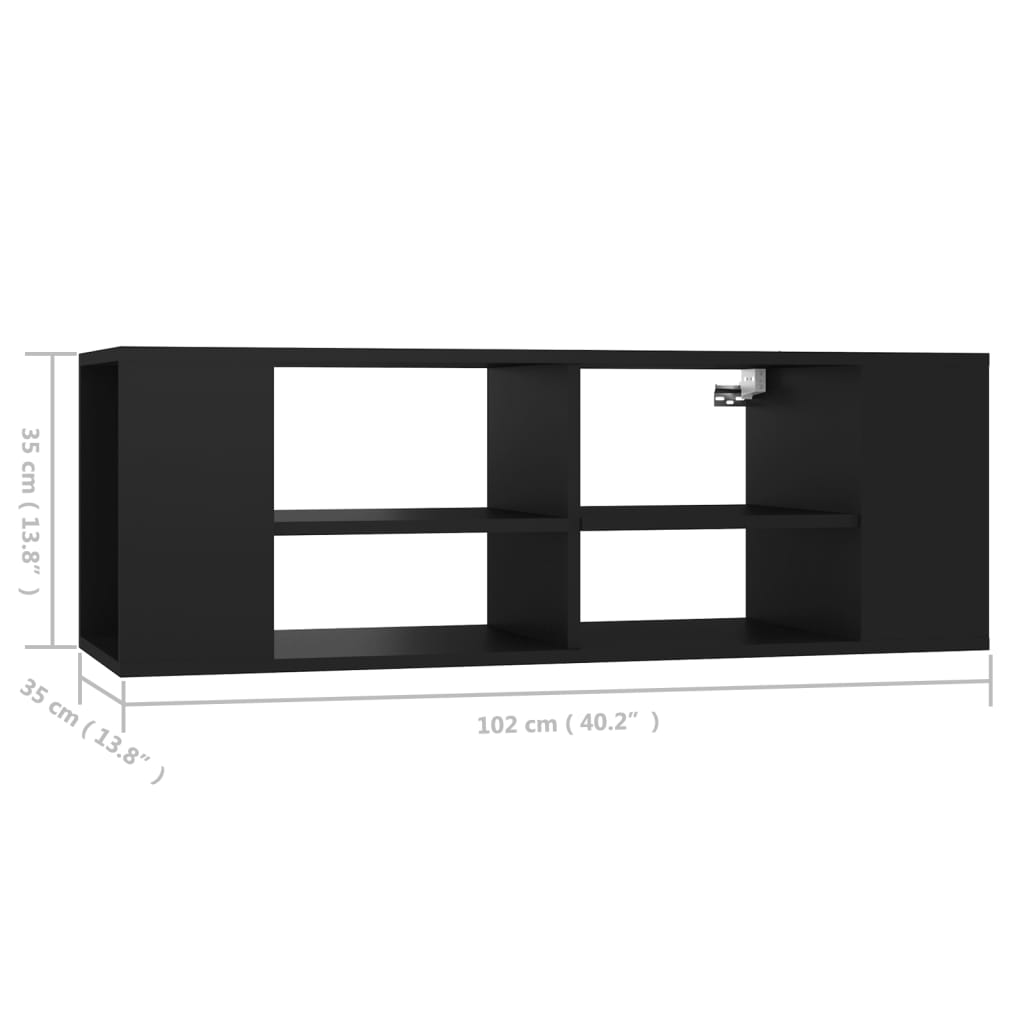 Seinäkiinnitettävä TV-taso musta 102x35x35 cm lastulevy - Sisustajankoti.fi