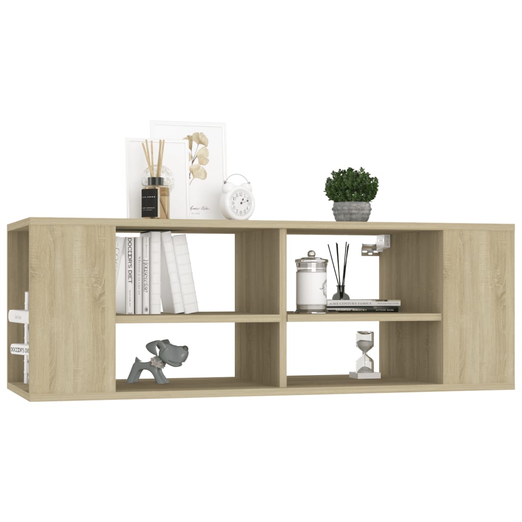 Seinäkiinnitettävä TV-taso Sonoma-tammi 102x35x35cm lastulevy - Sisustajankoti.fi