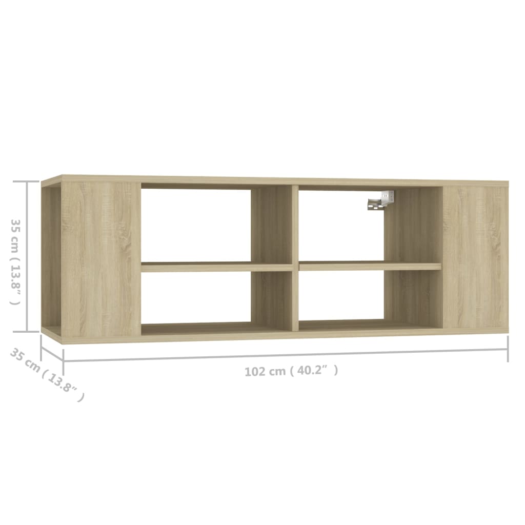 Seinäkiinnitettävä TV-taso Sonoma-tammi 102x35x35cm lastulevy - Sisustajankoti.fi
