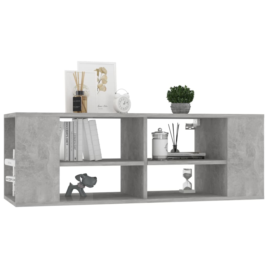 Seinäkiinnitettävä TV-taso betoninharmaa 102x35x35cm lastulevy - Sisustajankoti.fi