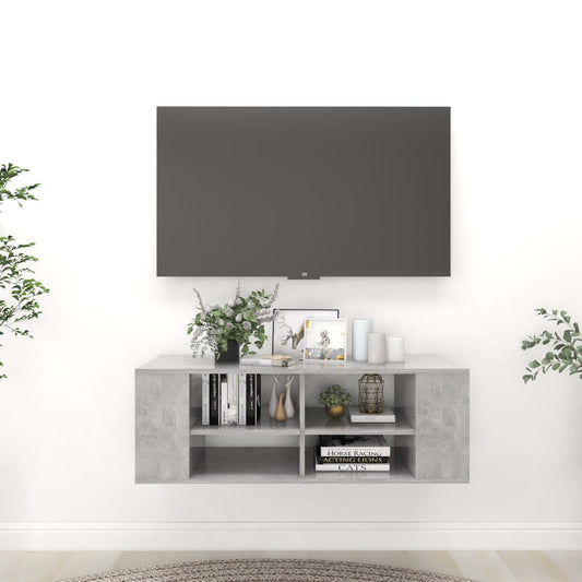 Seinäkiinnitettävä TV-taso betoninharmaa 102x35x35cm lastulevy - Sisustajankoti.fi